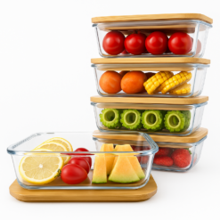 Glass Meal Prep Lunch Container with Bamboo Lid