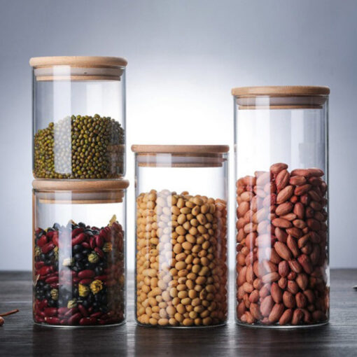 Glass Jar With Bamboo Lid – 6.5 x 12 cm Airtight Storage Container - Image 6