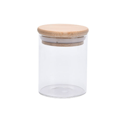 Glass Jar With Bamboo Lid – 6.5 x 12 cm Airtight Storage Container - Image 4