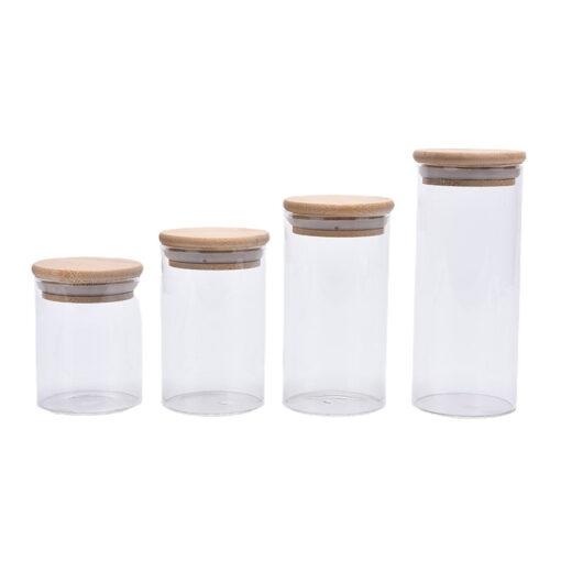 Glass Jar With Bamboo Lid – 6.5 x 12 cm Airtight Storage Container - Image 3