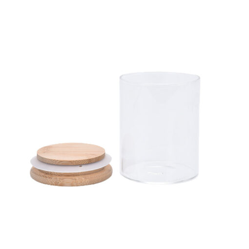 Glass Jar With Bamboo Lid – 6.5 x 12 cm Airtight Storage Container - Image 2