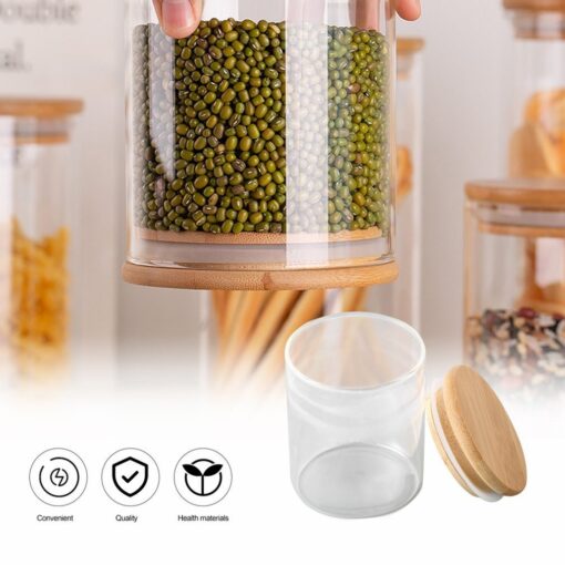 Glass Jar With Bamboo Lid – 6.5 x 12 cm Airtight Storage Container - Image 7