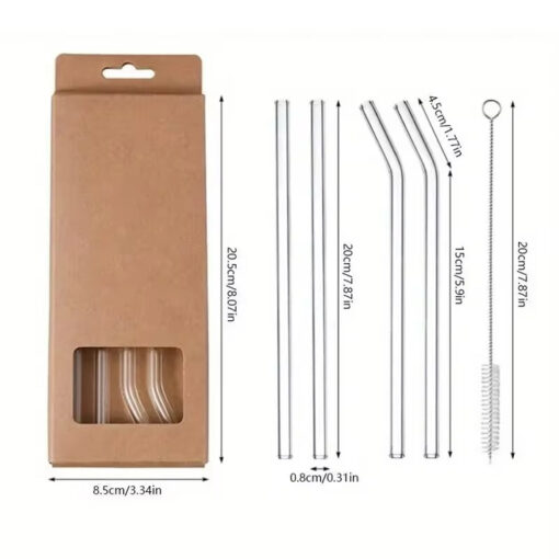 Heat-Resistant Glass Straws with Cleaning Brush - Image 4
