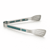Stainless Steel Kitchen Tongs gripping fresh salad greens.