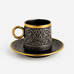 Grace Black Coffee Cups – Elegant Ceramic Set (Dozen)
