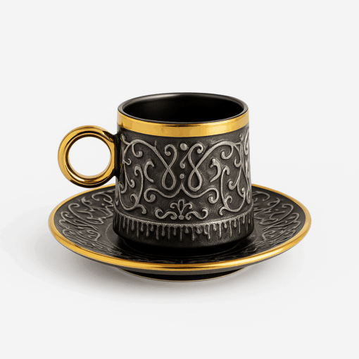 Grace Black Coffee Cups – Elegant Ceramic Set (Dozen)
