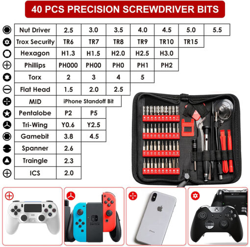 Electronics Repair Tool Kit – 56 in 1 Precision Screwdriver Set for Game Controllers and Computers - Image 3