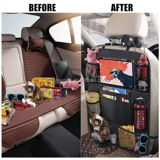 Car Backseat Organizer with Tablet Holder – 9 Storage Pockets and Foldable Table Tray - Image 4