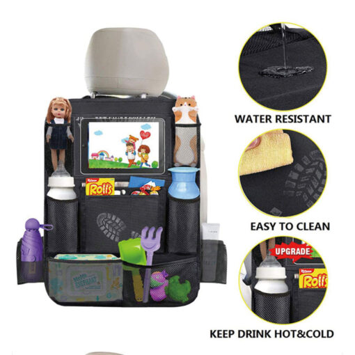 Car Backseat Organizer with Tablet Holder – 9 Storage Pockets and Foldable Table Tray - Image 2