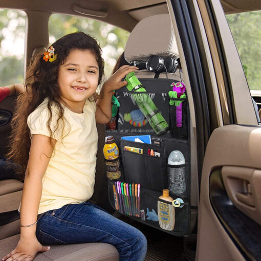 Car Backseat Organizer with Tablet Holder – 9 Storage Pockets and Foldable Table Tray - Image 6