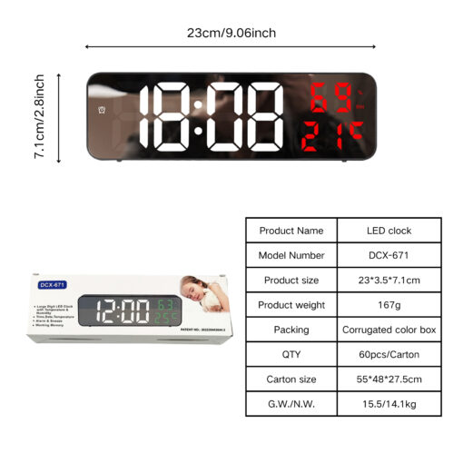 LED Digital Alarm Clock – Large Screen Display with Week Calendar - Image 6