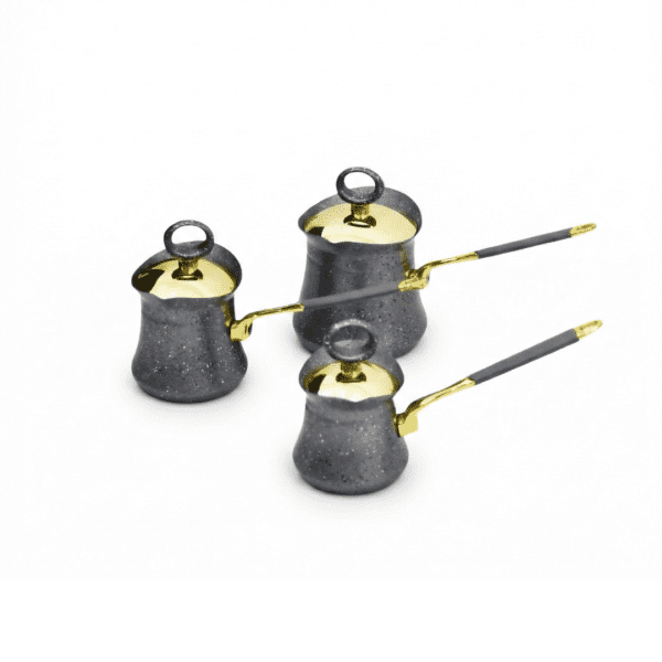 Granite Coffee Pot Set featuring three different sized pots for Turkish coffee