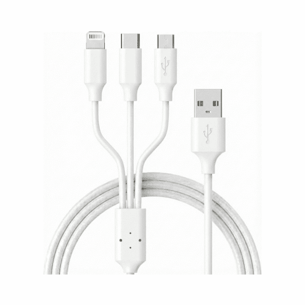 3-in-1 Cable D05E with USB-C, Micro USB, and Lightning connectors