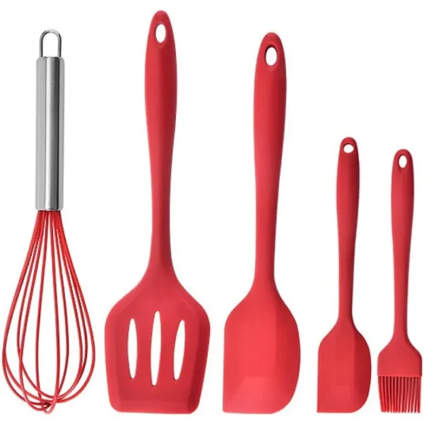 silicone spatula set 5 piece non stick heat resistant cooking tools