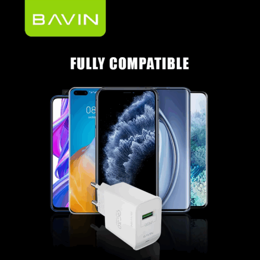 Bavin PC102Y Qualcomm 3.0 Fast Charger with iOS Lightning Cable (18W) - Image 2