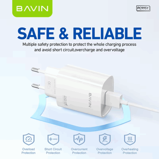 Bavin PC104Y 22.5W Fast Charger with Micro USB Cable - Image 3