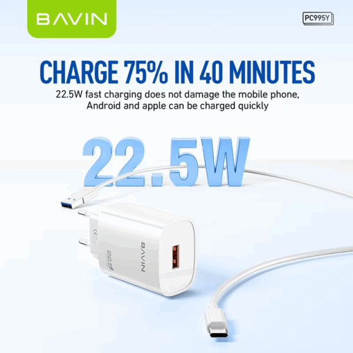 Bavin PC104Y 22.5W Fast Charger with Micro USB Cable - Image 2