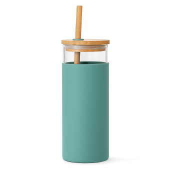 borosilicate glass tumbler with lid and straw 500ml