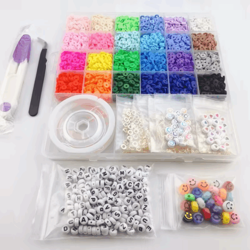 6000 Pcs DIY Clay Beads Set – 28 Grids Bracelet Kit - Image 3