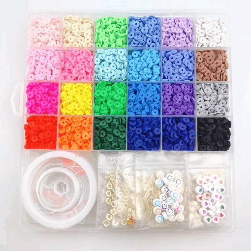 6000 Pcs DIY Clay Beads Set – 28 Grids Bracelet Kit - Image 2