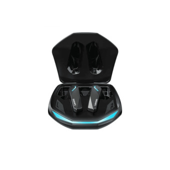Thinkplus GM2 Pro Wireless Gaming Headphones resting outside their illuminated charging case.