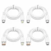 Four white German 1m fast-charging cables: USB-C to Lightning, USB-C to USB-C, USB-A to Lightning, and USB-A to Micro-USB.