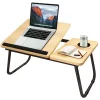 Foldable laptop bed table with adjustable angles built-in cup holder and 55x32cm surface
