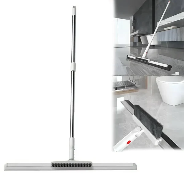 2-in-1 floor cleaner mop with 180 degree rotating head and integrated brush and squeegee