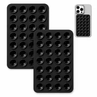 Black double-sided suction cup phone holder with multiple suction cups for secure phone mounting