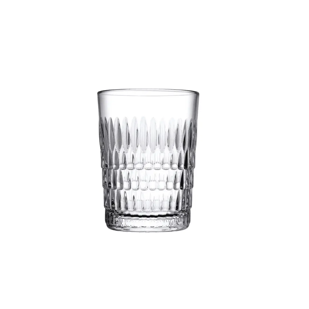 Pasabahce Rain textured tumbler, short clear glassware
