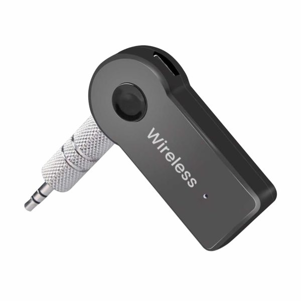 Bluetooth Receiver plugged into a car aux port.