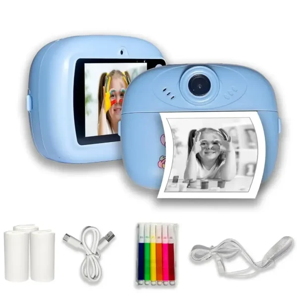 kids-instant-print-camera-48mp-hd-thermal-paper-crayons-blue