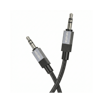 Nexera AUX Audio Cable coiled up showing the nylon braid and 3.5mm plugs.