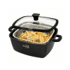 Barella Square Casserole Pot 28cm in matte black with stainless steel basket insert.