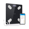 Bluetooth Body Fat Scale displaying digital weight reading on a bathroom floor.