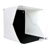 Foldable Photo Light Box 30cm with a white background and LED lights illuminated.