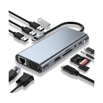USB C HUB – 11 in 1 Multiport Adapter with 4K HDMI, Ethernet & VGA