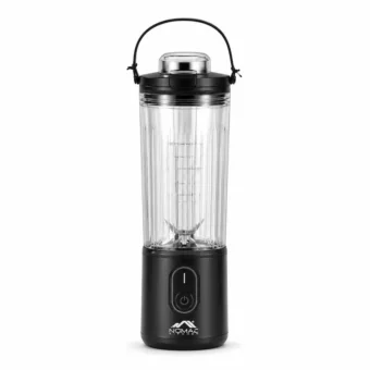 Momaz Berlin Series portable cup blender in black with clear blending cup, 600W rechargeable