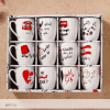 12-piece Porcelain Mug Set featuring printed Arabic phrases and icons.