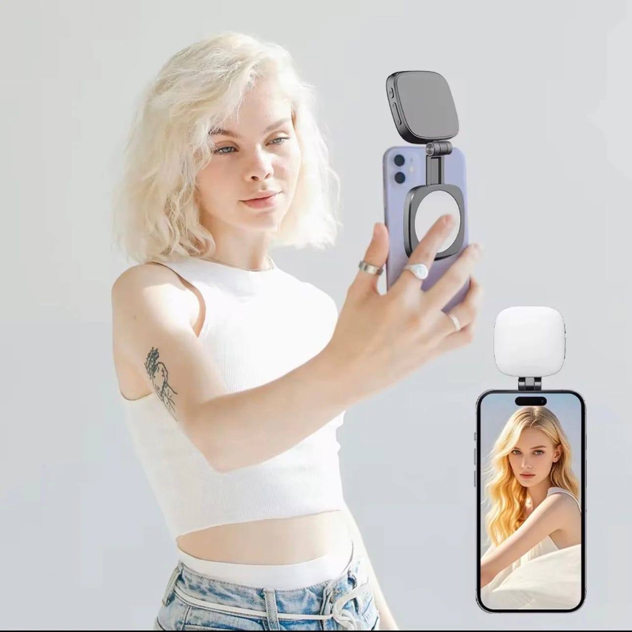 K04 Magnetic Fill Light with Mirror – 3 Color LED Panel - Image 5