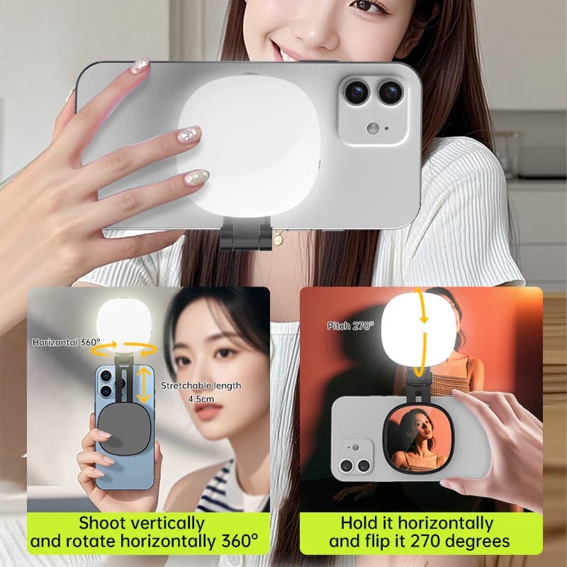 K04 Magnetic Fill Light with Mirror – 3 Color LED Panel - Image 3