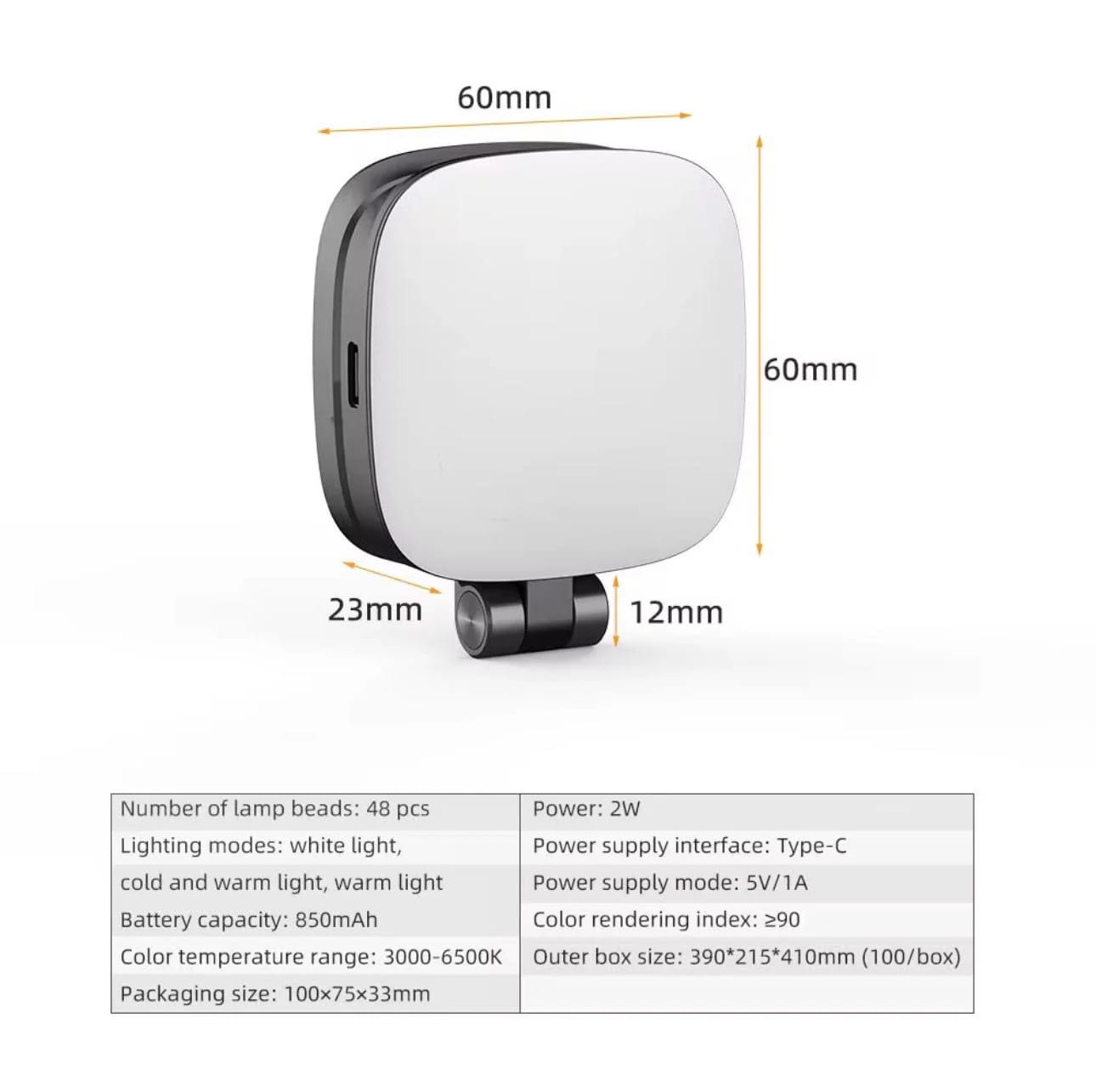 K04 Magnetic Fill Light with Mirror – 3 Color LED Panel - Image 8