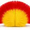 A red , yellow and black spiked mohawk hair wig representing Germany's football team colors, isolated on a white background.