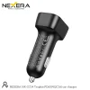 front view of NEXERA 60W car charger showing three charging ports with LED ring