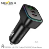 NEXERA 60W car charger plugged into car charging port with phone cable connected