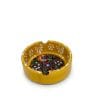 An 8 cm yellow handcrafted ceramic ashtray showcasing traditional artisan craftsmanship.