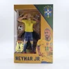 Neymar Jr. collectible action figure dressed in the yellow and green Brazil national football team jersey with number 10, enclosed in a window display box on a white background.