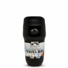 A black 300 ml Momaz insulated travel mug with double-wall construction