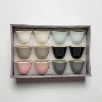 12-Piece Multicolored Ceramic Arabic Coffee Cup Set