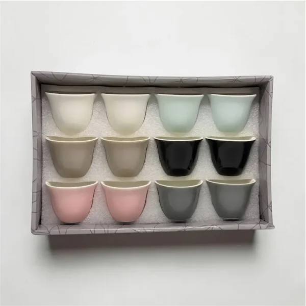 12-Piece Multicolored Ceramic Arabic Coffee Cup Set